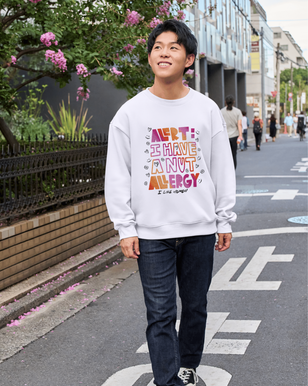 Alert: I Have a Nut Allergy - Lesbian Pride Classic Unisex Crewneck Sweatshirt | Gildan® 18000
