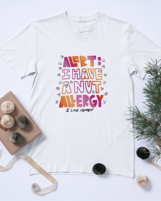 Alert: I Have a Nut Allergy - Lesbian Pride Premium Unisex Crewneck T-shirt | Bella + Canvas 3001