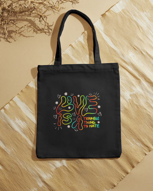 Love Is a Terrible Thing to Hate — Y2K Pride Premium Tote Bag